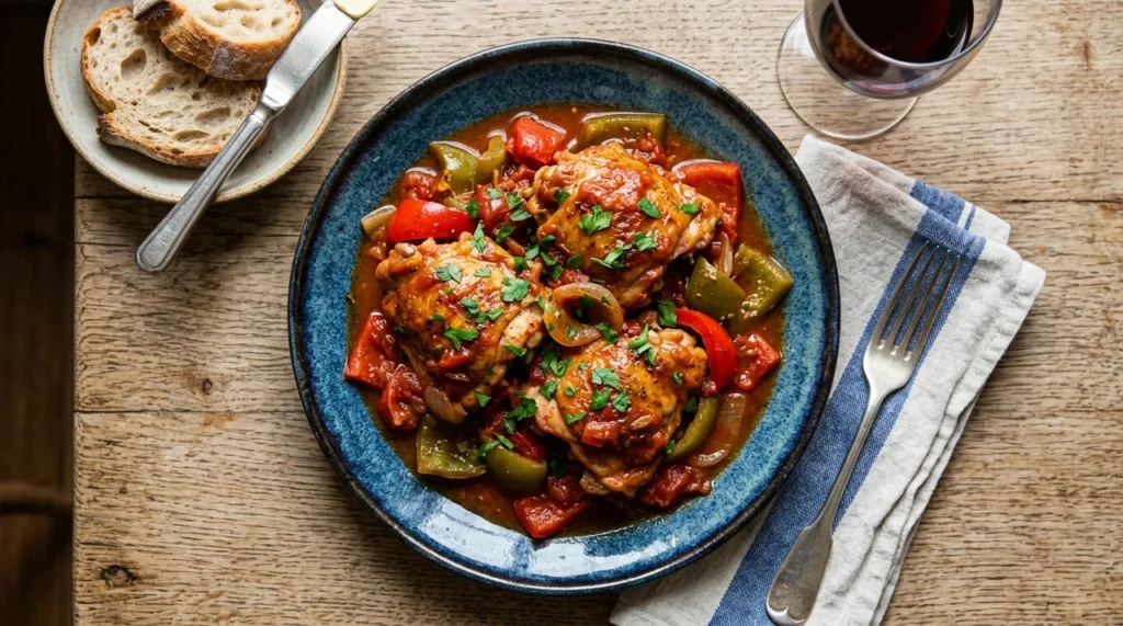 Poulet Basquaise au Cookeo servi avec piperade